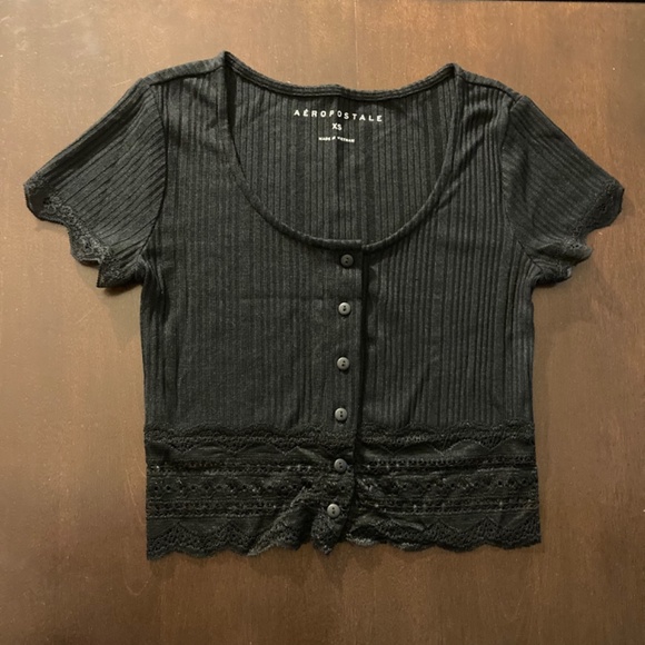 Aeropostale Black & Blue Lacey Crop Bundle Top Sz XS - Picture 4 of 8